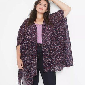 NWT Lane Bryant Floral Relaxed Medium-Sleeve Square Overpiece Wrap Drape 18/24